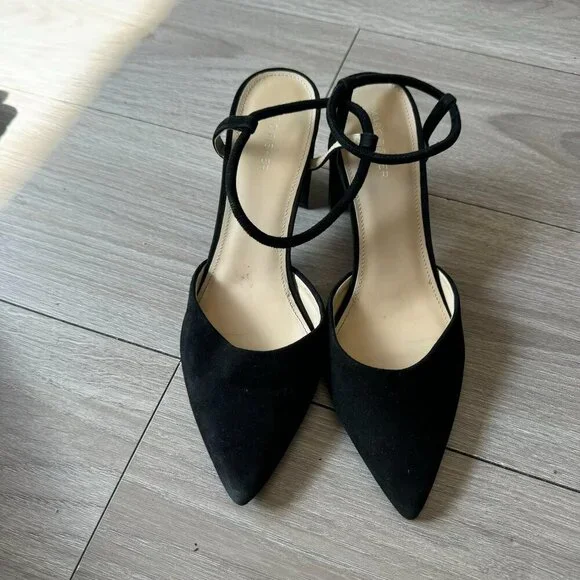 Marc Fisher Womens Size 10 Black Suede Pointed Toe Block Heel Velise Pumps - Picture 8 of 12
